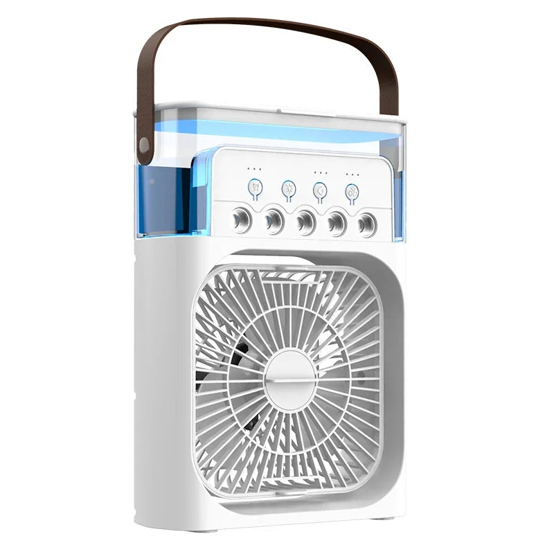 מאוורר קירור נייד 3 ב-1 עם מכשיר אדים ותאורת LED